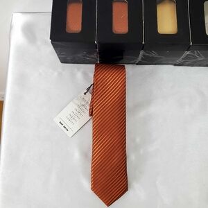 NWT Bundle Of 4 Orange Tie with Strip Design